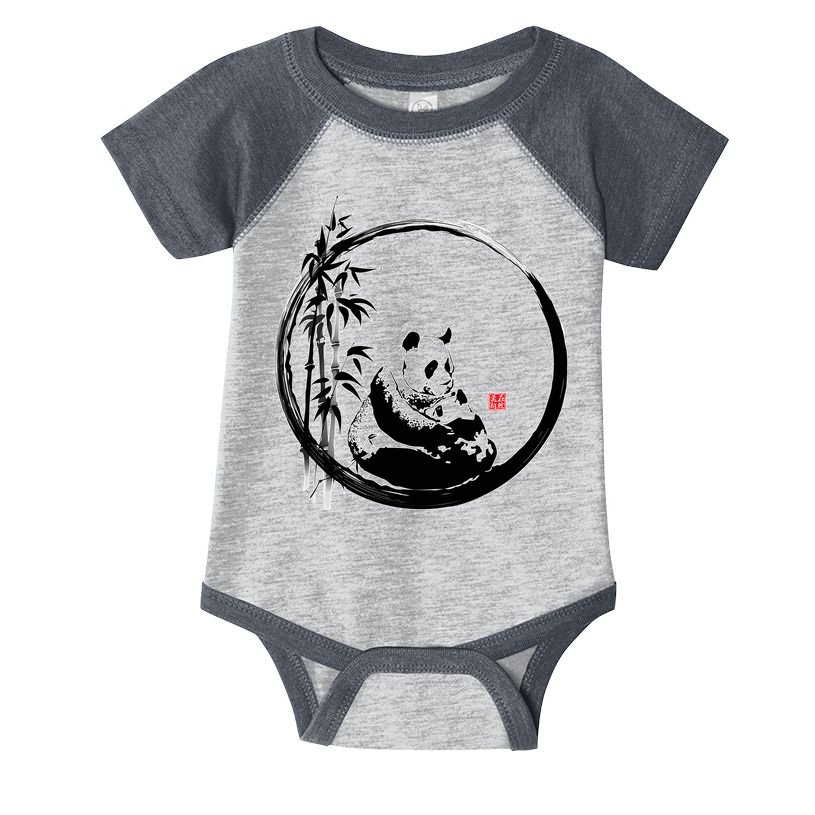 Giant Panda Bamboo Japanese Ink Painting Infant Baby Jersey Bodysuit