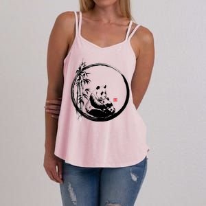 Giant Panda Bamboo Japanese Ink Painting Women's Strappy Tank