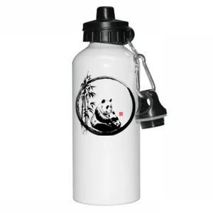 Giant Panda Bamboo Japanese Ink Painting Aluminum Water Bottle