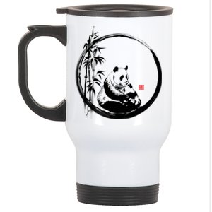 Giant Panda Bamboo Japanese Ink Painting Stainless Steel Travel Mug