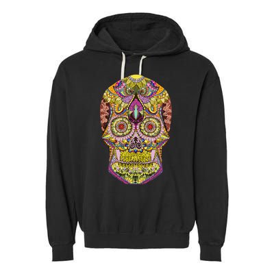 Giant Sugar Floral Sugar Skull Garment-Dyed Fleece Hoodie