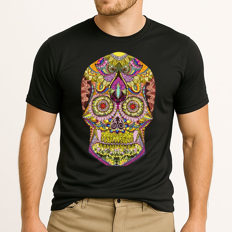 Giant Sugar Floral Sugar Skull Cooling Performance Crew T-Shirt