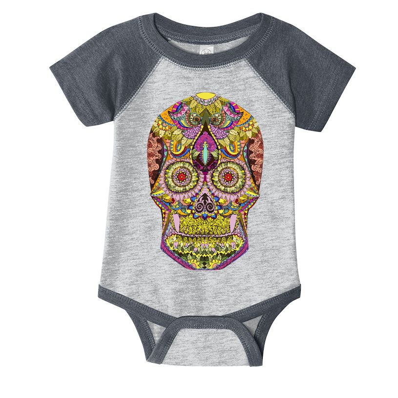 Giant Sugar Floral Sugar Skull Infant Baby Jersey Bodysuit