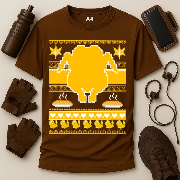Giant Trukey Ugly Thanksgiving Cooling Performance Crew T-Shirt