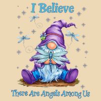 Gnome I Believe There Are Angels Among Us Dragonfly Drawstring Bag