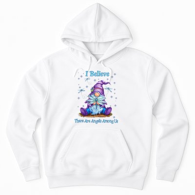 Gnome I Believe There Are Angels Among Us Dragonfly Hoodie