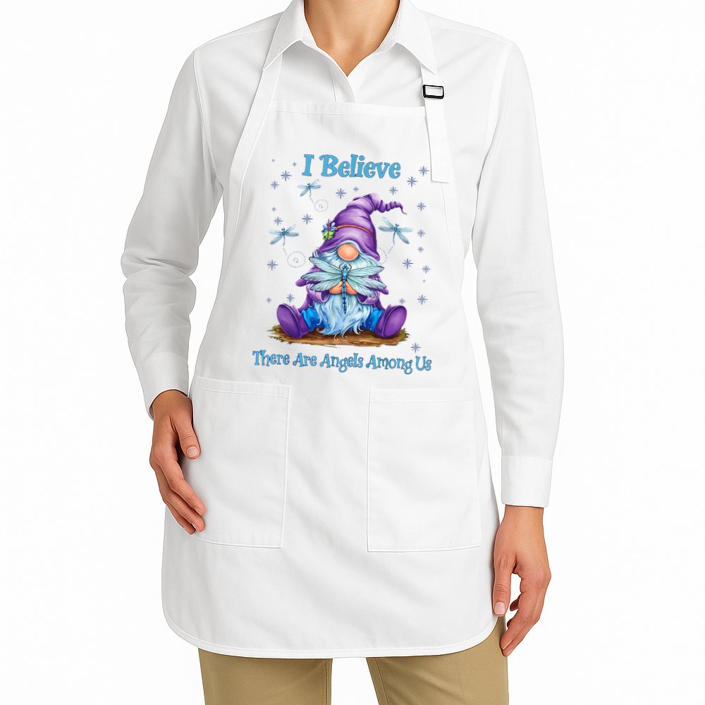 Gnome I Believe There Are Angels Among Us Dragonfly Apron