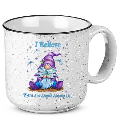 Gnome I Believe There Are Angels Among Us Dragonfly 15oz Campfire Ceramic Mug