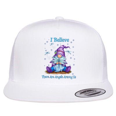 Gnome I Believe There Are Angels Among Us Dragonfly Flat Bill Trucker Hat