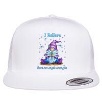 Gnome I Believe There Are Angels Among Us Dragonfly Flat Bill Trucker Hat