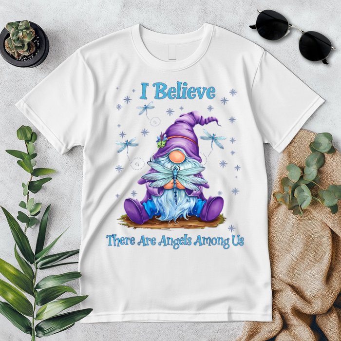Gnome I Believe There Are Angels Among Us Dragonfly Premium T-Shirt