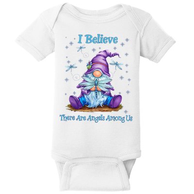 Gnome I Believe There Are Angels Among Us Dragonfly Baby Bodysuit