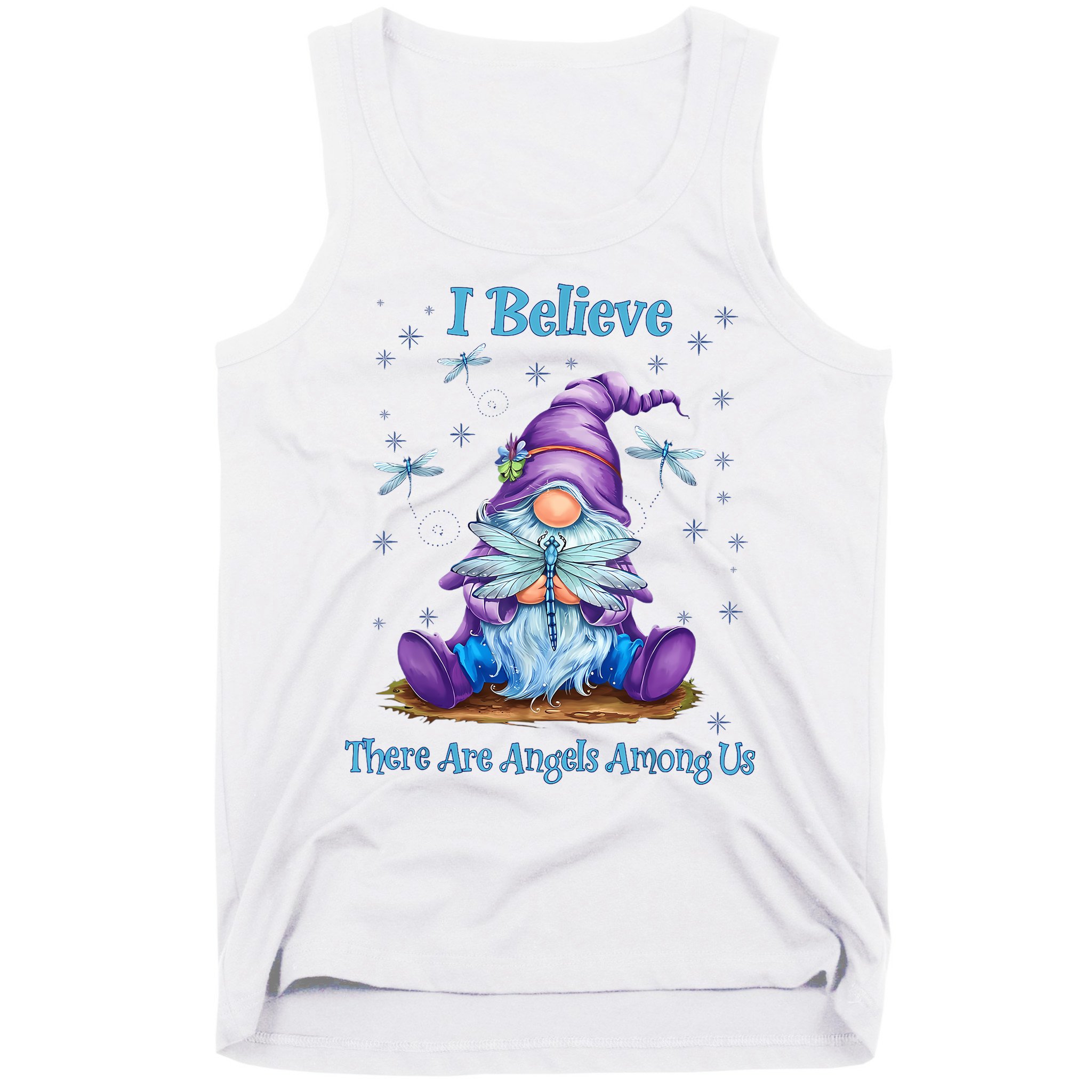 Gnome I Believe There Are Angels Among Us Dragonfly Tank Top