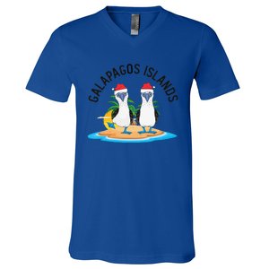 Galapagos Islands Blue Footed Booby Bird Christmas V-Neck T-Shirt