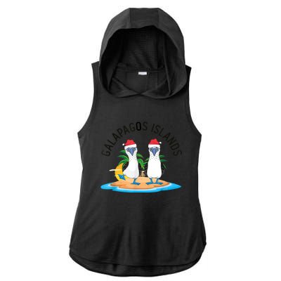 Galapagos Islands Blue Footed Booby Bird Christmas Ladies PosiCharge Tri-Blend Wicking Draft Hoodie Tank