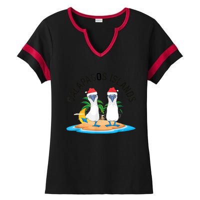 Galapagos Islands Blue Footed Booby Bird Christmas Ladies Halftime Notch Neck Tee