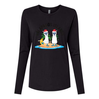 Galapagos Islands Blue Footed Booby Bird Christmas Womens Cotton Relaxed Long Sleeve T-Shirt