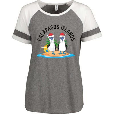 Galapagos Islands Blue Footed Booby Bird Christmas Enza Ladies Jersey Colorblock Tee