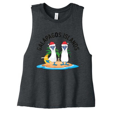 Galapagos Islands Blue Footed Booby Bird Christmas Women's Racerback Cropped Tank