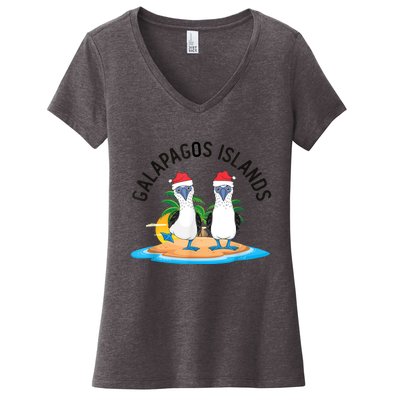 Galapagos Islands Blue Footed Booby Bird Christmas Women's V-Neck T-Shirt