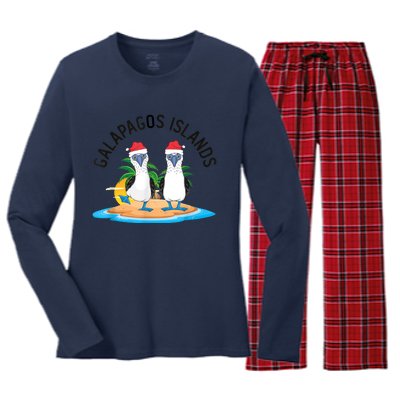 Galapagos Islands Blue Footed Booby Bird Christmas Women's Long Sleeve Flannel Pajama Set 