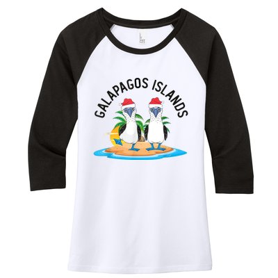 Galapagos Islands Blue Footed Booby Bird Christmas Women's Tri-Blend 3/4-Sleeve Raglan Shirt