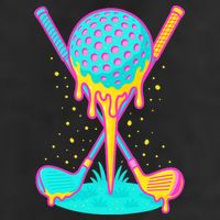 Golf Ice Cream Drip Golfing Golfer 7 Panel Mesh Trucker Snapback Hat