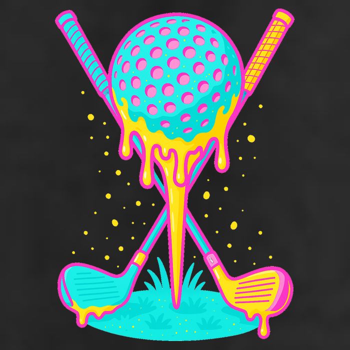 Golf Ice Cream Drip Golfing Golfer 7 Panel Mesh Trucker Snapback Hat