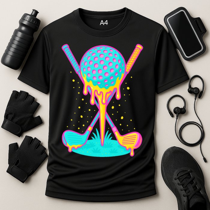 Golf Ice Cream Drip Golfing Golfer Cooling Performance Crew T-Shirt
