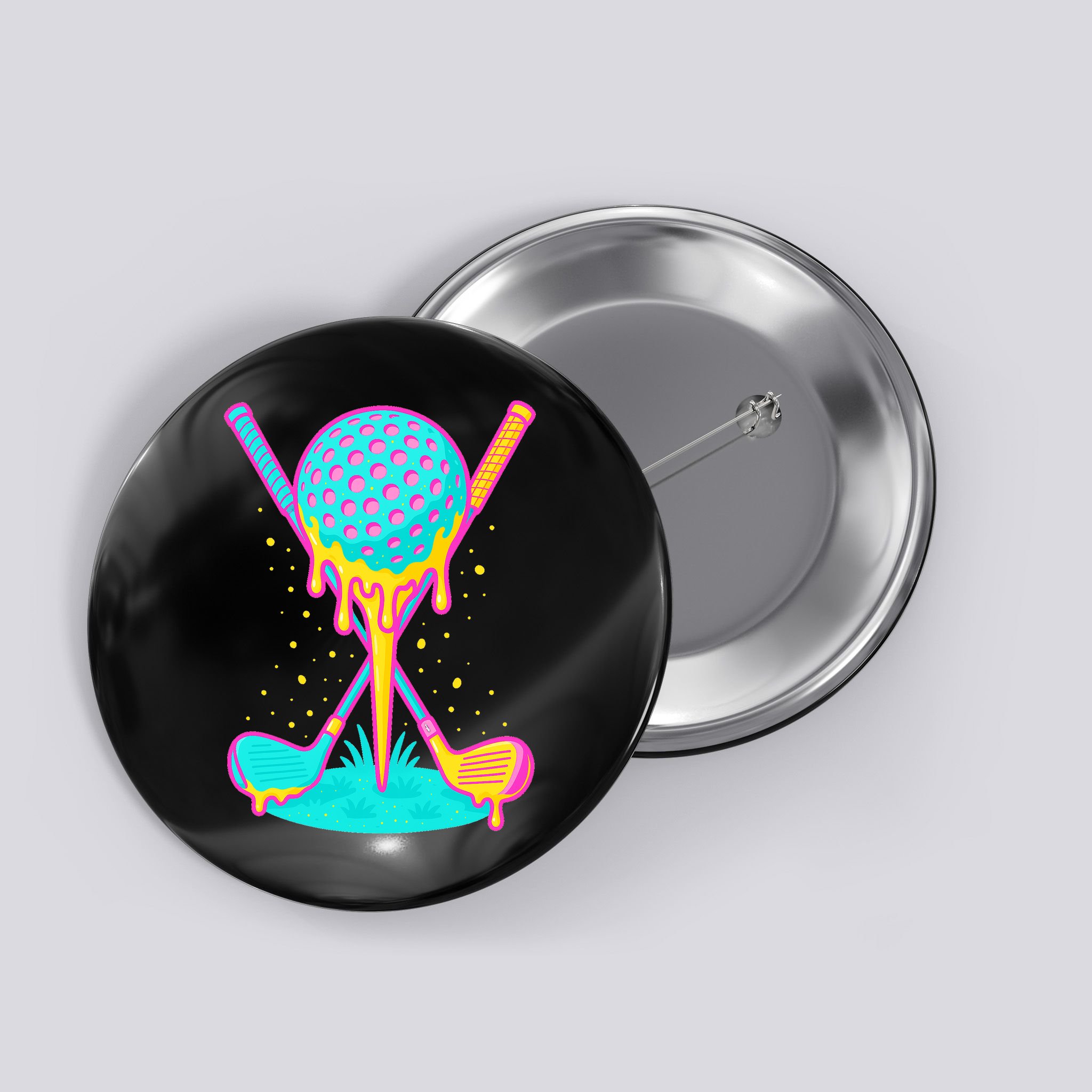 Golf Ice Cream Drip Golfing Golfer Button