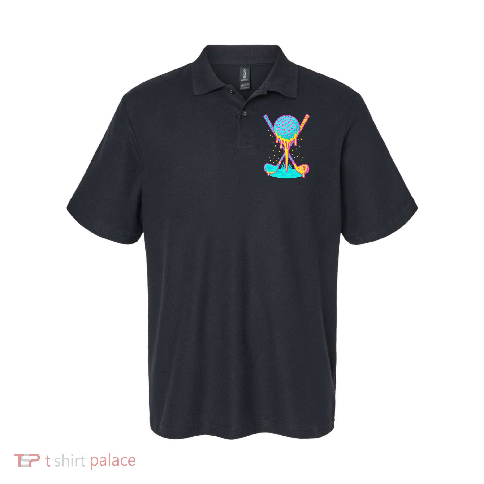 Golf Ice Cream Drip Golfing Golfer Polo
