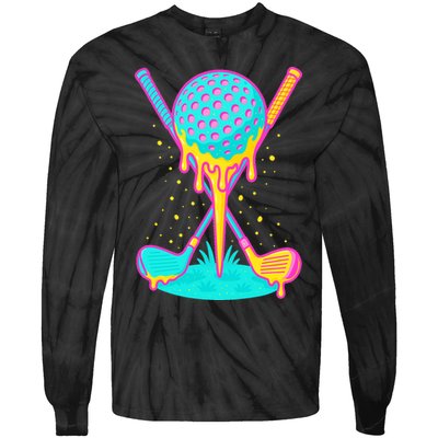 Golf Ice Cream Drip Golfing Golfer Tie-Dye Long Sleeve Shirt