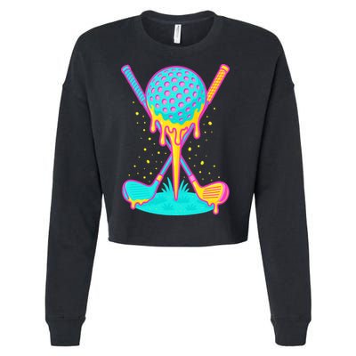 Golf Ice Cream Drip Golfing Golfer Cropped Pullover Crew