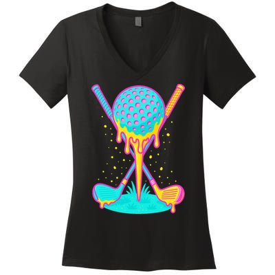 Golf Ice Cream Drip Golfing Golfer Women's V-Neck T-Shirt
