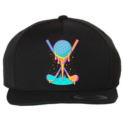 Golf Ice Cream Drip Golfing Golfer Wool Snapback Cap