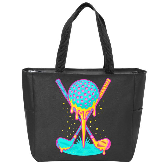 Golf Ice Cream Drip Golfing Golfer Zip Tote Bag