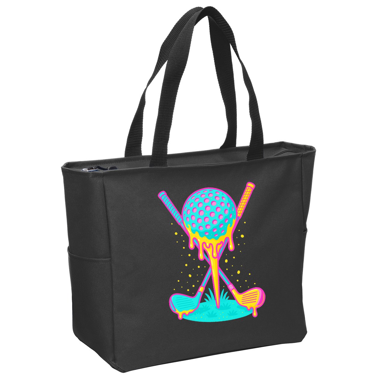 Golf Ice Cream Drip Golfing Golfer Zip Tote Bag