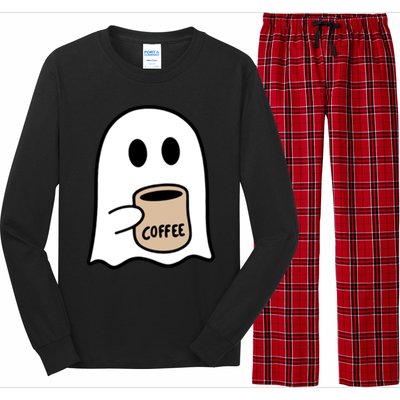 Ghost Ing Coffee Funny Halloween Costume Coffee Lover Cool Gift Long Sleeve Pajama Set