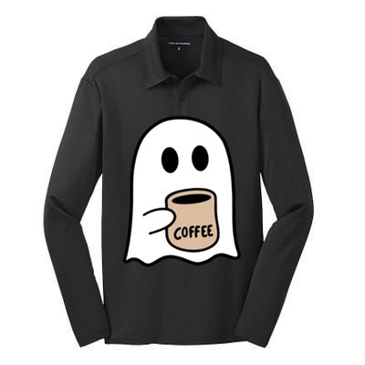 Ghost Ing Coffee Funny Halloween Costume Coffee Lover Cool Gift Silk Touch Performance Long Sleeve Polo