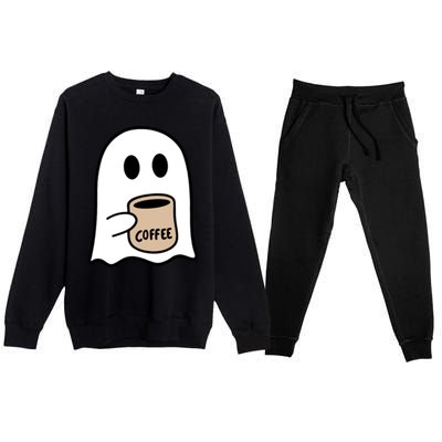 Ghost Ing Coffee Funny Halloween Costume Coffee Lover Cool Gift Premium Crewneck Sweatsuit Set