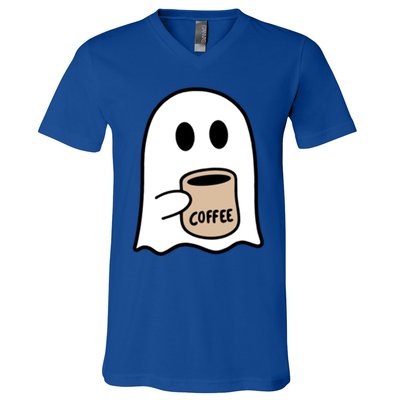 Ghost Ing Coffee Funny Halloween Costume Coffee Lover Cool Gift V-Neck T-Shirt