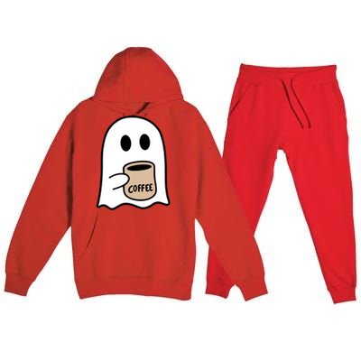 Ghost Ing Coffee Funny Halloween Costume Coffee Lover Cool Gift Premium Hooded Sweatsuit Set