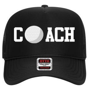 Golf Instructor Coach Golfer Golf Ball Gift Golf Course High Crown Mesh Back Trucker Hat