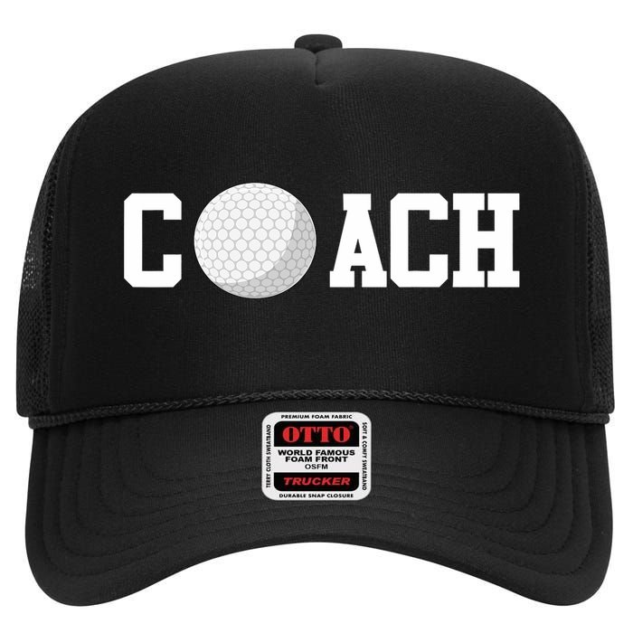 Golf Instructor Coach Golfer Golf Ball Gift Golf Course High Crown Mesh Back Trucker Hat