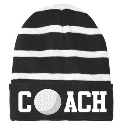 Golf Instructor Coach Golfer Golf Ball Gift Golf Course Striped Beanie with Solid Band