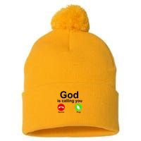 God Is Calling Decline or Pray Pom Pom 12in Knit Beanie