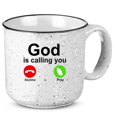 God Is Calling Decline or Pray 15oz Campfire Ceramic Mug