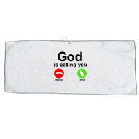 God Is Calling Decline or Pray Large Microfiber Waffle Golf Towel