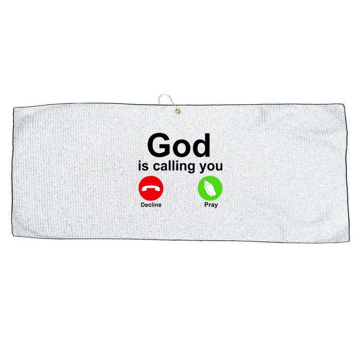 God Is Calling Decline or Pray Large Microfiber Waffle Golf Towel