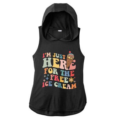 Groovy Ice Cream Lover Im Just Here For The Ice Cream Ladies PosiCharge Tri-Blend Wicking Draft Hoodie Tank